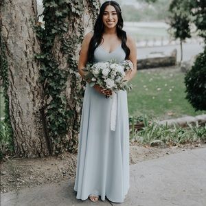 JENN MAXI DRESS  STEEL BLUE CHIFFON